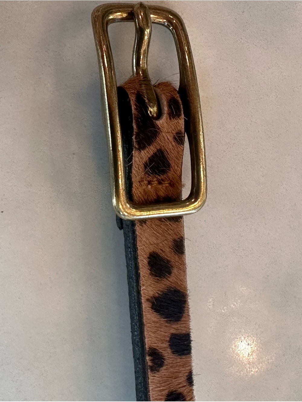 J. Crew Leopard-Print Skinny Belt with Gold Buckle - Picture 2 of 4